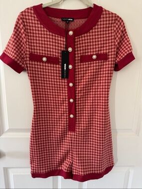 Fashion Nova Check & Mate Plaid Booty Shorts Romper